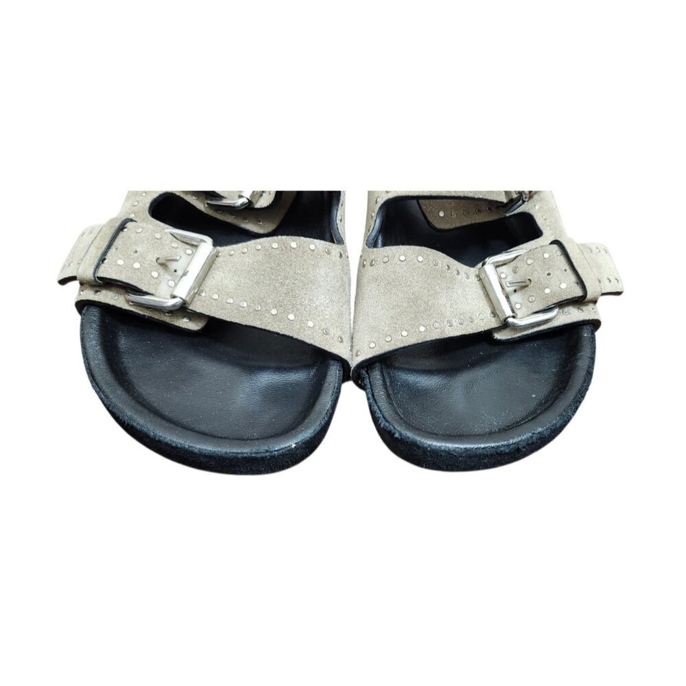 Isabel Marant Suede Studded Slide Sandals Double Buckle Taupe EU 36 - Picture 3 of 15